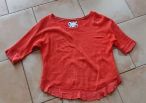 Postmark Anthropologie Shirt Damen orange strukturiert Baumwolle Rüschensaum Oberteil Small - Bild 1 von 6