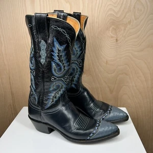 Lucchese 1883 Women’s 7.5B Two Tone Blue Ostrich Leather Western Cowboy Boots - Picture 1 of 12