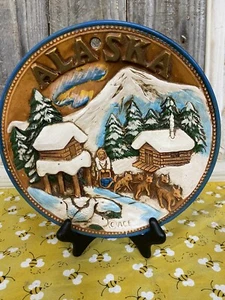 Placa de arte de pared colgante vintage 3D ALASKA cerámica pintada a mano por ACE - Imagen 1 de 8