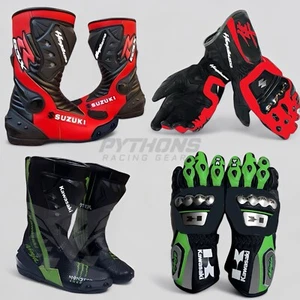 Botas de montar para motocicleta Suzuki Hayabusa + guantes botas de carreras Kawasaki + guantes - Imagen 1 de 7