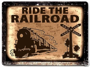 TRAIN railroad locomotive METAL SIGN collectible vintage style kids wall art 087 - Picture 1 of 1