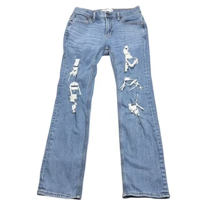 Abercrombie Kids Straight Leg Distressed Ripped Jeans Light Wash Size 13/14 - Picture 1 of 8