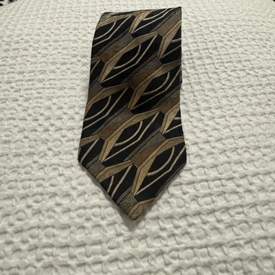 Corbata Zylos by George Machado para hombre 100 % seda patrón abstracto geométrico negro/dorado Foto 1 de 4