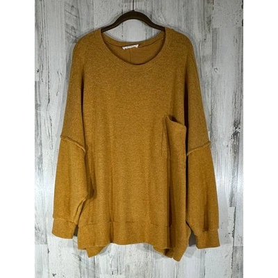 Zenana флис верхний размер 3 X горчичное золото негабаритный громоздкий квадратный эластичный - Изображение 1 из 4