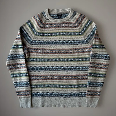 J Crew Fair Isle Sweater Medium Multicolor Casual Minimalist Wool Pullover - Image 1 of 4