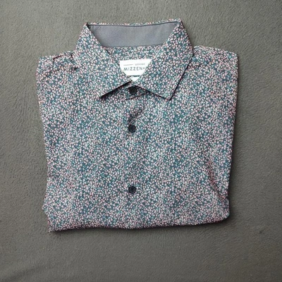 Camisa Mizzen+Main Sotavento Para Hombres Mediana Azul Rosa Floral Ajuste Botón Foto 1 de 4
