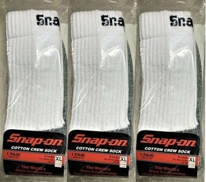 3 PAAR SNAP-ON Crew-Socken für Herren WEISS X-LARGE KOSTENLOSER VERSAND HERGESTELLT IN DEN USA NEU - Bild 1 von 3