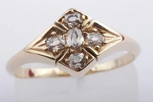 Diamant Ring Biedermeier antik 585 14K Gelb Gold Gr 60 Antik - Bild 1 von 7