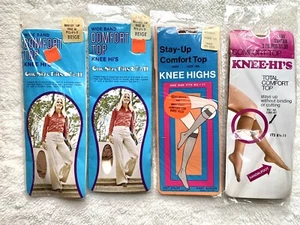 Vintage Comfort Top Knee Highs Stockings Lot Of 4 Variety Size 8.5 To 11 NOS - Picture 1 of 12