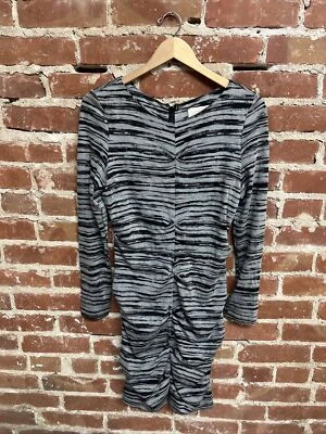 Nicole Miller Artelier Womens Gray Striped Long Sleeve Dress Size Large - Image 1 of 3