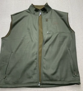 Ducks Unlimited Logo Vest XXL Mens Green Sleeveless Fleece Lined Zip Pockets - Picture 1 of 7