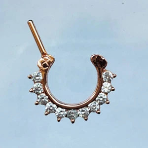 PIERCINGO 3 SET Klicker ROSEGOLD GOLD KRISTALL SEPTUM Nase Nasenpiercing Clicker - Picture 1 of 13