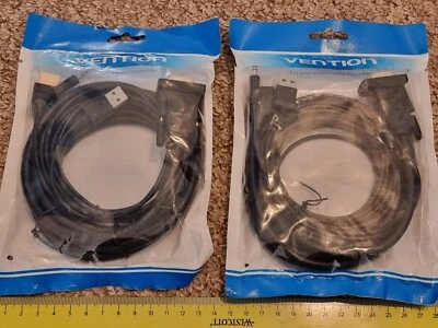 2 x 1.5m HDMI 1.4 to VGA + 3.5mm AUDIO ADAPTER CABLES BRAND NEW USB Power 15 pin - Image 1 of 4