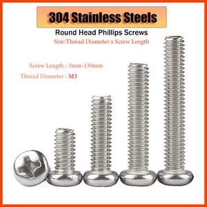 M3 Phillips Pan Head Machine Screws Bolts A2 Stainless Steel M3x3mm To M3x150mm - Picture 1 of 37