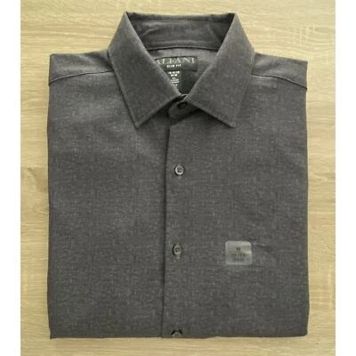Camisa de vestir Alfani para hombre 15-15,5 34/35 calce ajustado textura holgada gris carbón NUEVA Foto 1 de 4