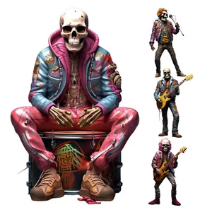 Unique Funny Resin Skeleton Decor Day Of The Dead Statue Rock Band Figurine - Picture 1 of 16