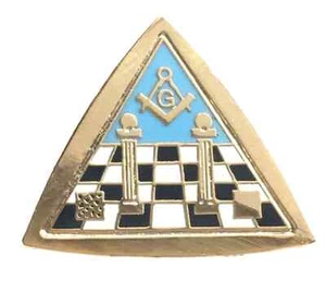 Freimaurer Tempel & Symbole im Dreieck Freimaurer Emaille Anstecknadel Abzeichen - Bild 1 von 2