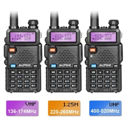 Baofeng UV-5R III TRI-BAND Walkie Talkie VHF UHF FM HAM 136-174 220-260 400-520 - Image 1 of 4