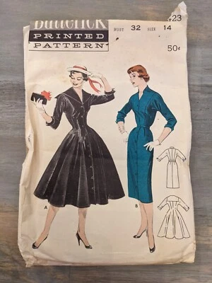 Vestido Butterick Vintage Años 50 Patrón 7423 Talla 14 Busto 32 Completo  Foto 1 de 4