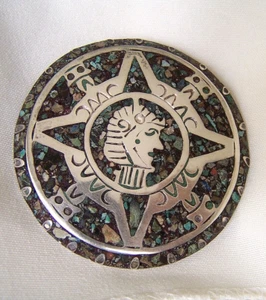 Taxco Pendant/ Pin GORGEOUS. Solid SS, Inlaid, in Silver..Vintage.. - Picture 1 of 7