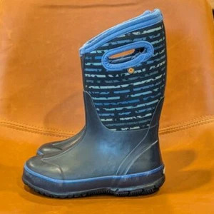 Bogs Classic Spot Stripes Blue Little Kids Winter Waterproof Rain Boot Size 11 - Picture 1 of 8