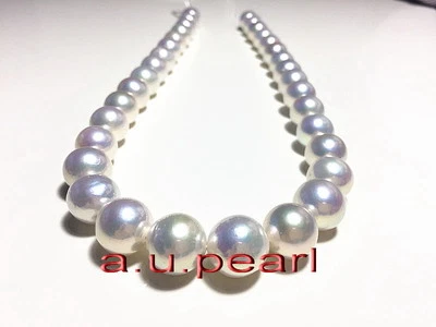 Australia Top 20"12-15mm REAL Mar del Sur Perfecto Redondo BLANCO Collar Perla 14K Foto 1 de 4