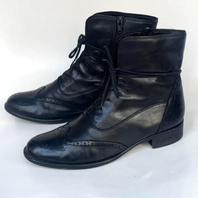 Botas con cordones Gabor Wrap - Botines de cuero negro con cremallera talla 6 del Reino Unido Foto 1 de 4