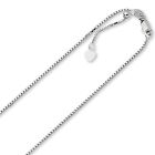 1.2mm Solid Adjustable Box Chain Necklace REAL 14K White Gold Up To 22"