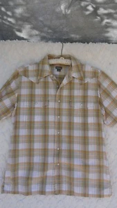 Royal Robbins Shirt Men's L 100% Cotton White Yellow Green Pearl Snaps MINT - Picture 1 of 6