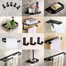 OLIO Nero Quadrato in Ottone Bagno Accessori Set Bagno Asciugamano Barra Hardware MSET 016