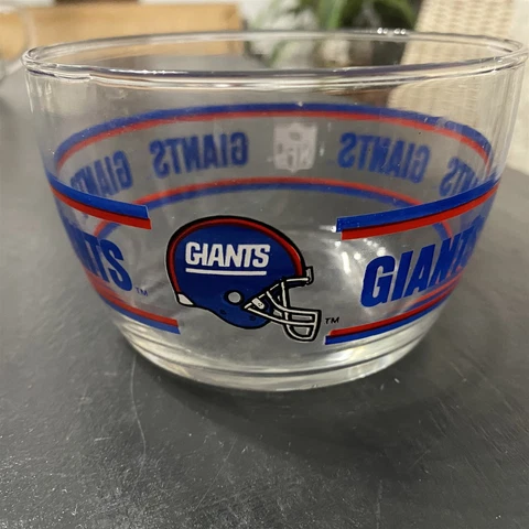 NY GIANTS NFL PARTY SNACK BOWL PROMO MOBIL GAS PROMOTION LIBBEY GLASS Cover