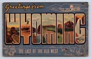 Vintage Postcard Large Letter Greetings from WYOMING Last of the Old West T31 - Picture 1 of 2