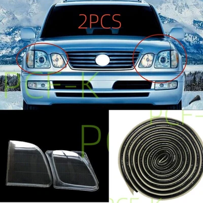 1 par de lente transparente para farol 2X carcaça + cola de vedação para Lexus LX470 1998-2007 - Imagem 1 de 4