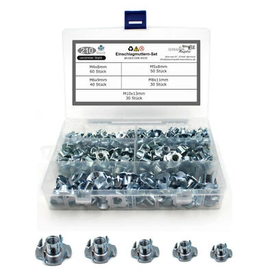 Set Einschlagmuttern mit 4 Einschlagspitzen ähnlich DIN 6930 verzinkter Stahl - Bild 1 von 4