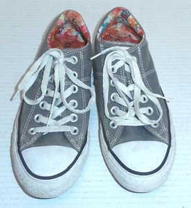 Converse All Star Women's Low Top Shoes Gray with Floral Lining Size: 7 READ - Picture 1 of 9