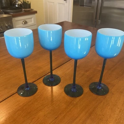 De colección Italiano CARLO MORETTI Murano Azul Azure Estuche Copas Agua Vino Foto 1 de 4