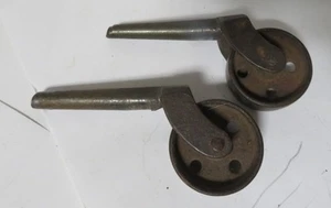 Pair Of Antique Castors Steel Wheels Georgian, Victorian Salvaged Reclaimed - Bild 1 von 4