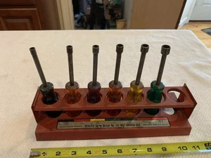 Vintage Xcelite 7 Nut Driver Set Holder with 6 Nut Drivers Some Missing Logo - Picture 1 of 4