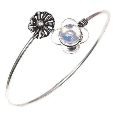 Браслеты-манжеты ювелирные изделия ручной работы опал молочный огонь 7 дюймов регулируемые - Изображение 1 из 4