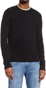 RAG & BONE Mens size XL Crewneck Sweater Merino Wool linen Knit Black/Gray - Picture 1 of 11