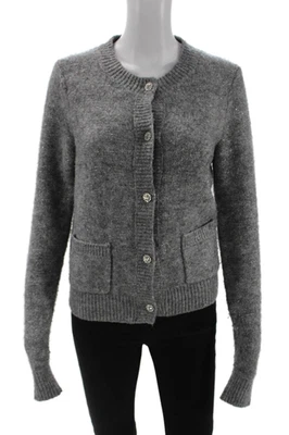 Cárdigan J Crew Mujer Gris Botón Cuello Redondo Manga Larga Talla S Foto 1 de 4