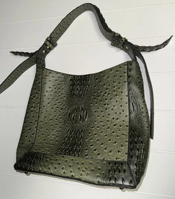 Bolso de mano grande con estampado de cocodrilo sintético verde Cato correa ajustable  Foto 1 de 4