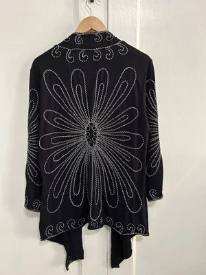 Investments Black White Gorgeous Cardigan Asymmetrical Hem Stunning Women’s XL - Image 1 of 4