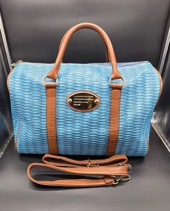 Vintage Handtasche Reisetasche Blau Retro Tasche Schultertasche Shopper - Bild 1 von 12