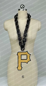 New MLB PITTSBURGH PIRATES Jumbo Big BLACK Fan Chain Necklace Foam - Picture 1 of 3