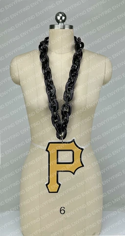 New MLB PITTSBURGH PIRATES Jumbo Big BLACK Fan Chain Necklace Foam Cover
