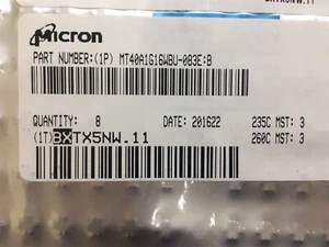MT40A1G16WBU-083E:B MICRON DDR DRAM 1GX16 CMOS PBGA96 1 UNIT - Picture 1 of 1