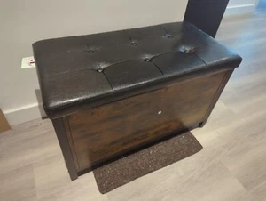 Rustic Brown Storage Chest Flip Top Trunk Bench Organiser Wooden Furniture NEW - Picture 1 of 11