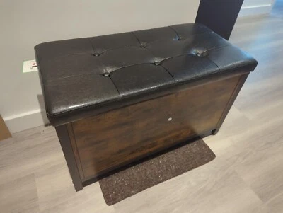 Rustic Brown Storage Chest Flip Top Trunk Bench Organiser Wooden Furniture NEW - Image 1 of 4