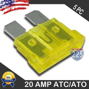 5 Pack 20 AMP ATC/ATO STANDARD Regular FUSE BLADE 20A CAR TRUCK BOAT MARINE RV - Picture 1 of 3